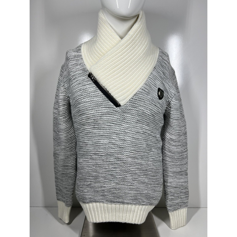 NWT Leif Nelson Knitted Gray Pullover Sweater High Neck LN7060 Men SZ Medium